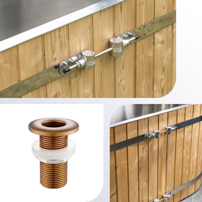 WOODBRIDGE 59" Luxury Cold Plunge Ice Tub with Chiller and Heater, Stainless Steel Liner, Ozone sanitation, Filter circulation system, Insulated Tub Lid, Wood Stool, Wood seat and Chrome Pop-Up Drain