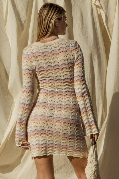 Gilli Round Neck Bell Sleeve Sweater Dress