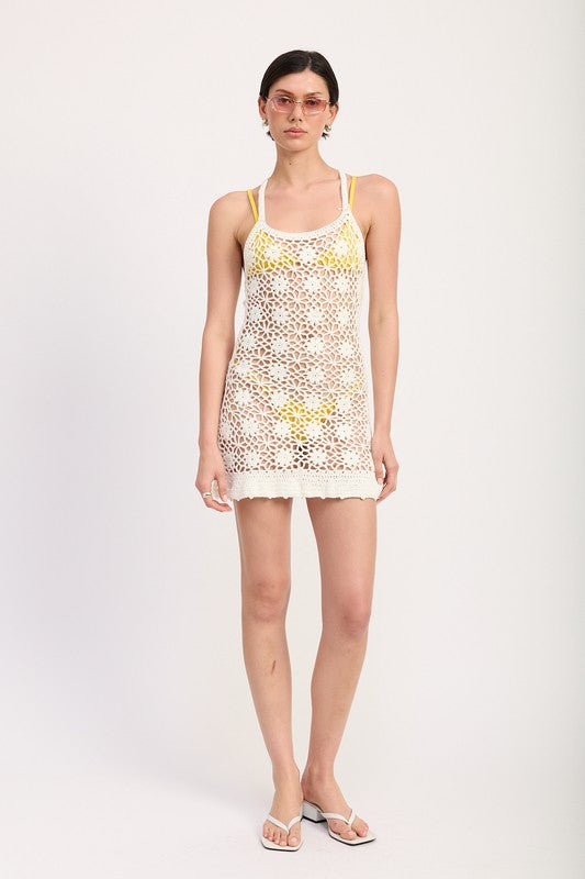 FLORAL CROCHET COVER UP DRESS