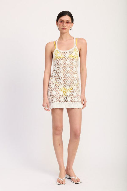 FLORAL CROCHET COVER UP DRESS