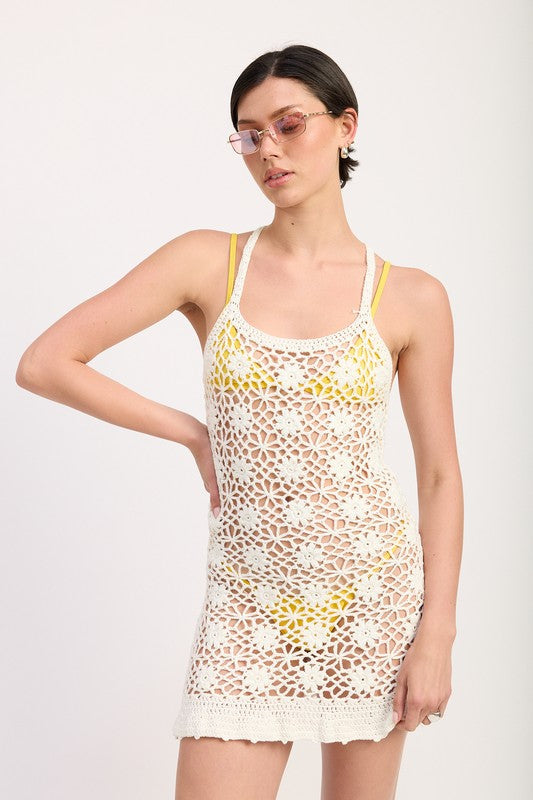 FLORAL CROCHET COVER UP DRESS