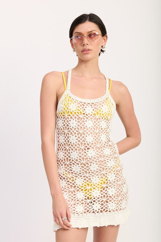 FLORAL CROCHET COVER UP DRESS