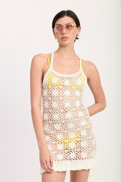 FLORAL CROCHET COVER UP DRESS