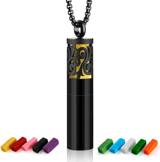 Essential Oil Necklaces for Women/Men, Diffuser Necklace 316L Stainless Steel, Diffuser Pendant for Men with 10 Felt Pads, Aromatherapy Necklace Gift Set for Birthday, Christmas