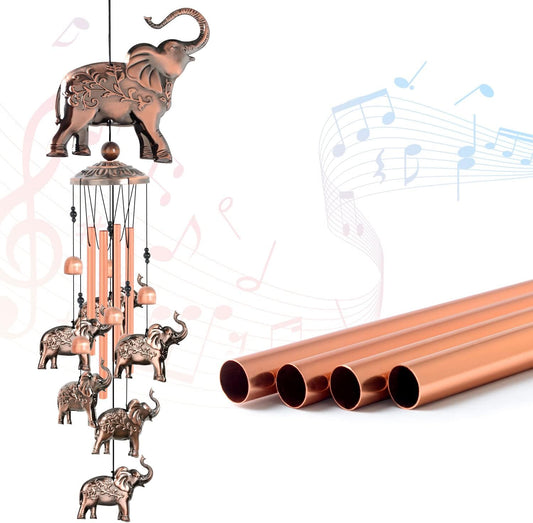 Elephant Wind Chimes, Elephant Room Decor Garden Decor Patio Decorations with S Hook Gifts for Mom Women Grandma Friends Mother