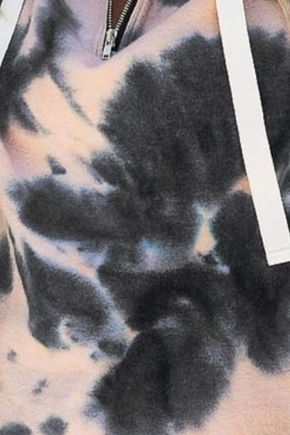 BiBi Tie Dye Brushed Terry Hoodie with Zip Up Closure in Peach