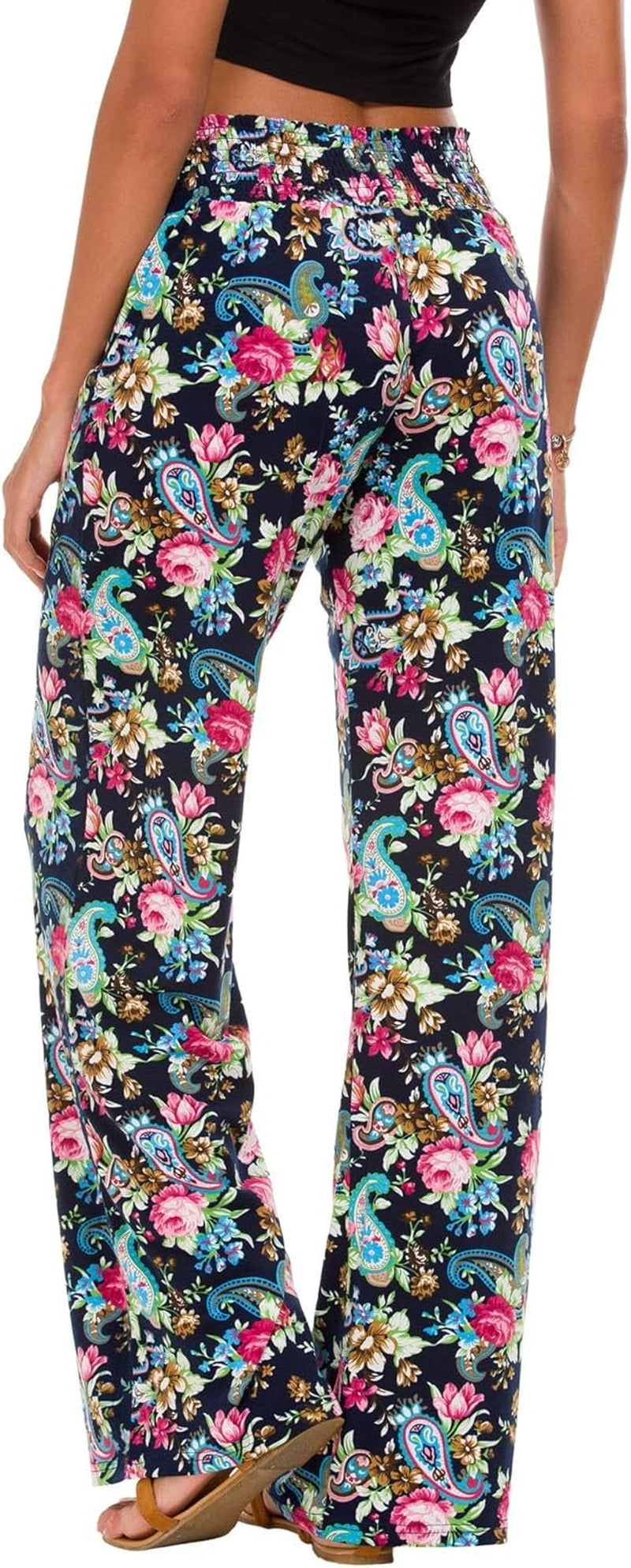 Women'S Boho Palazzo Pants Wide Leg Beach Pants High Waisted Lounge Pants with Pockets