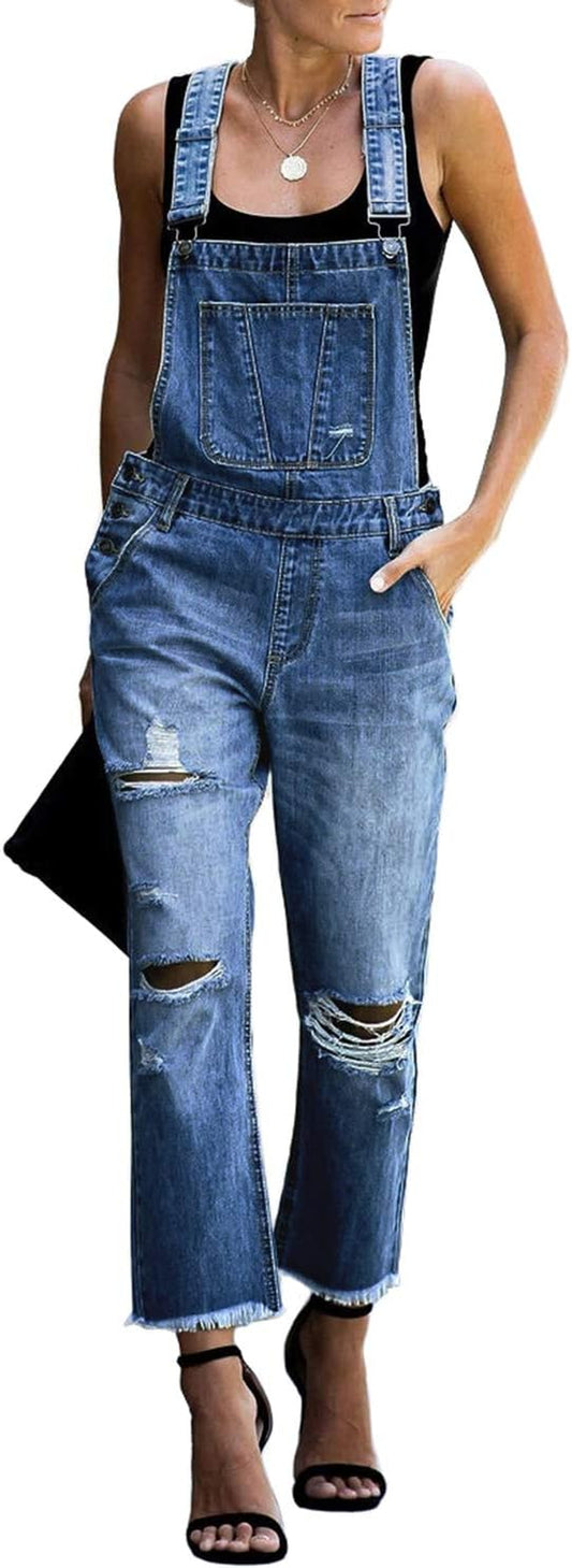 Women'S Casual Stretch Adjustable Denim Bib Overalls Jeans Pants Jumpsuits