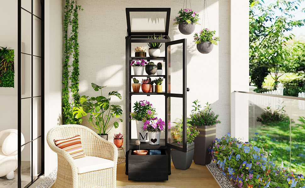 62.4inch Height Wood Garden Greenhouse Balcony Portable Mini Cold
