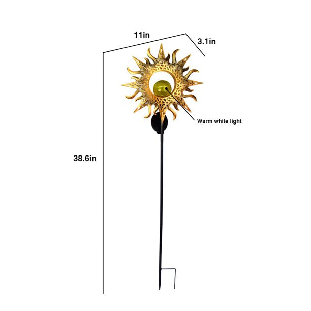 SolarEra Garden Stake Solar Lights Outdoor Sun Decor, Crackle Glass