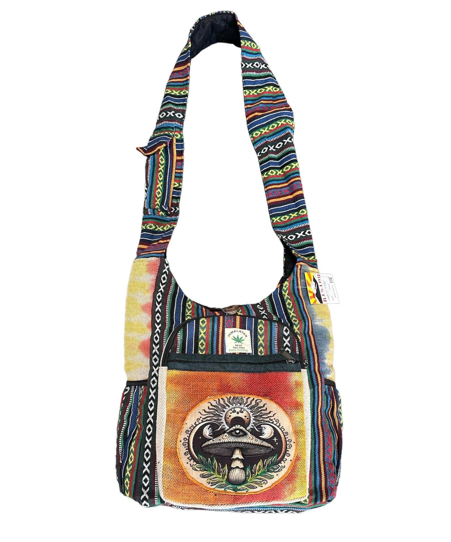 Tie Dye Side Pocket  Eye Mushroom Bag (Hemp)