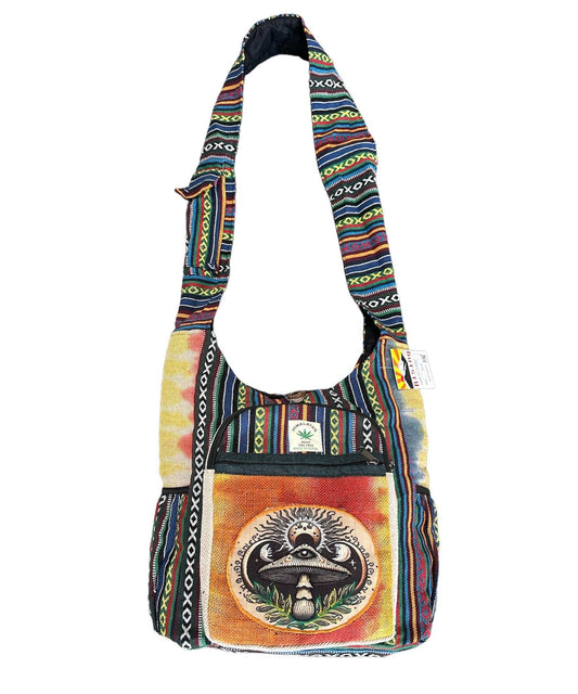 Tie Dye Side Pocket  Eye Mushroom Bag (Hemp)