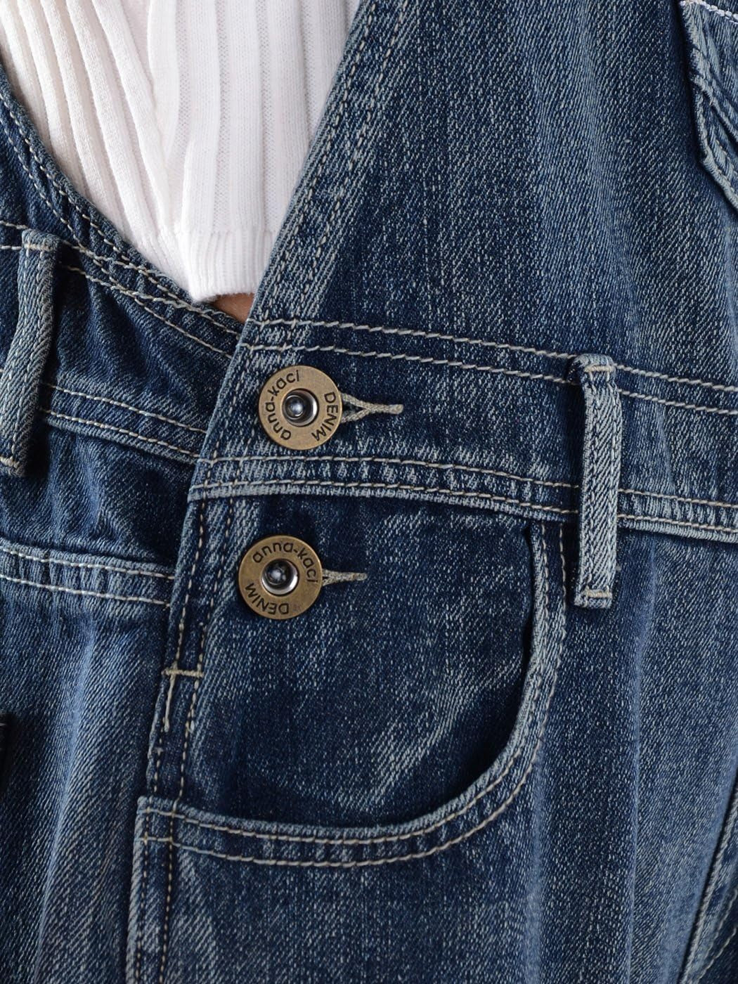 Womens Vintage Wash Straight Leg Denim Overalls with Pocket Bib