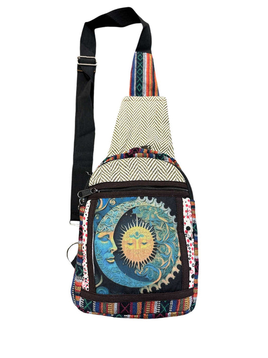 Cotton Sun Moon Crossbody Sling Bag