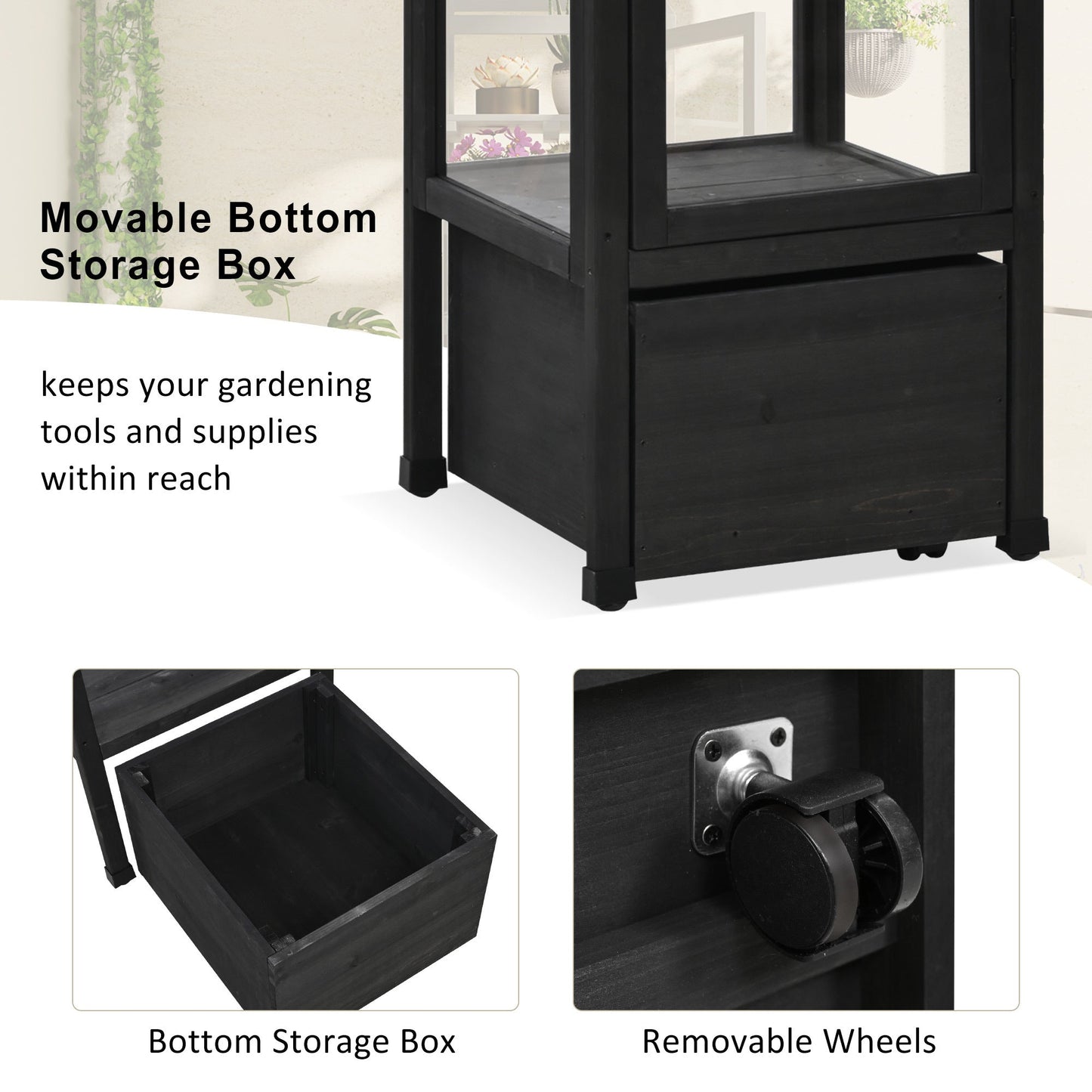 62.4inch Height Wood Garden Greenhouse Balcony Portable Mini Cold