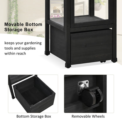 62.4inch Height Wood Garden Greenhouse Balcony Portable Mini Cold