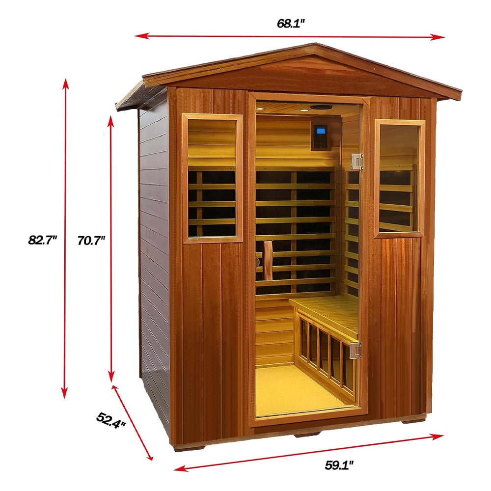 4-Person Luxury Low EMF Outdoor FAR Infrared Home Sauna With Bluetooth Audio, 2050W (SAK15372)