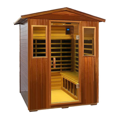 4-Person Luxury Low EMF Outdoor FAR Infrared Home Sauna With Bluetooth Audio, 2050W (SAK15372)