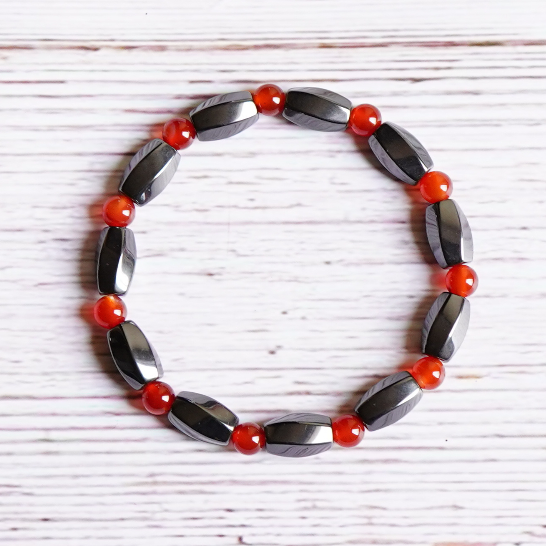 Magnetic Therapy Bracelet Black and Fire Engine Red