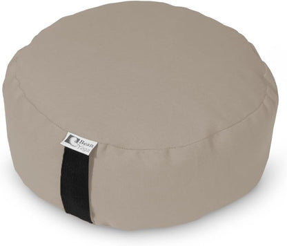 Zafu Meditation Pillows for Sitting on Floor, Yoga Cushion, Cotton/Buckwheat Fill Yoga Pillow, Zafu Meditation Cushion, Zen Kneeling Prayer Pad- Made in USA - 14" round - Natural