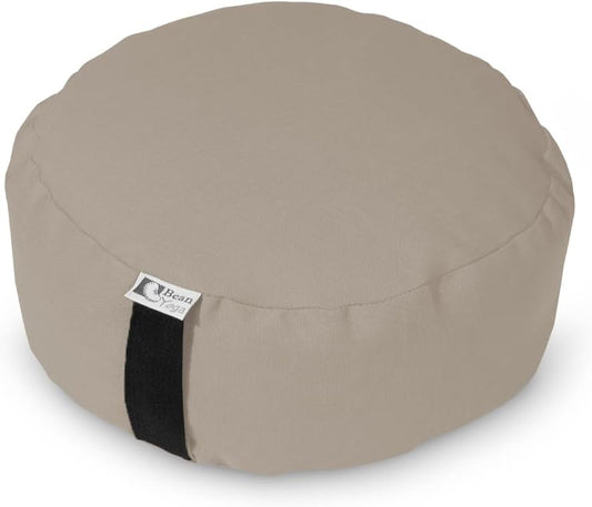 Zafu Meditation Pillows for Sitting on Floor, Yoga Cushion, Cotton/Buckwheat Fill Yoga Pillow, Zafu Meditation Cushion, Zen Kneeling Prayer Pad- Made in USA - 14" round - Natural