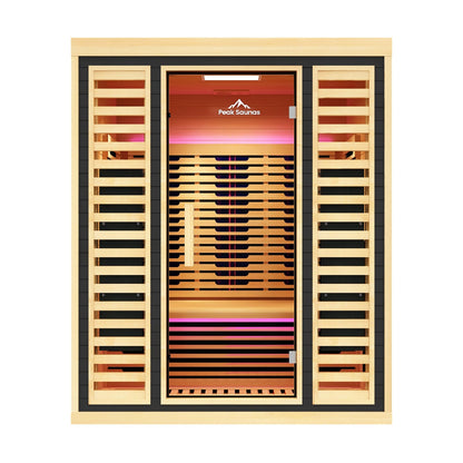 Peak Saunas Denali Luxury 3-Person Full Spectrum Infrared Sauna with Two XL Medical-Grade Red Light Therapy Panels & Smart WiFi App Control