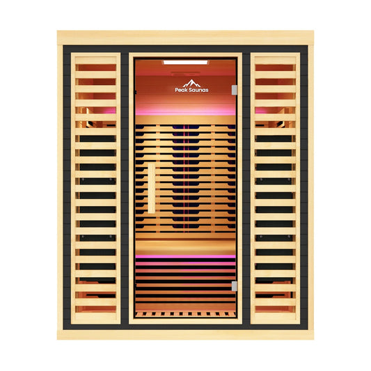 Peak Saunas Denali Luxury 3-Person Full Spectrum Infrared Sauna with Two XL Medical-Grade Red Light Therapy Panels & Smart WiFi App Control