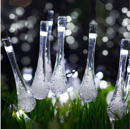 30 Leds Outdoor Solar Water Drop Light String Garden Landscape Lamp