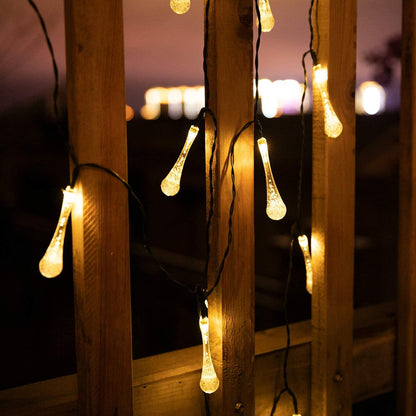 30 Leds Outdoor Solar Water Drop Light String Garden Landscape Lamp