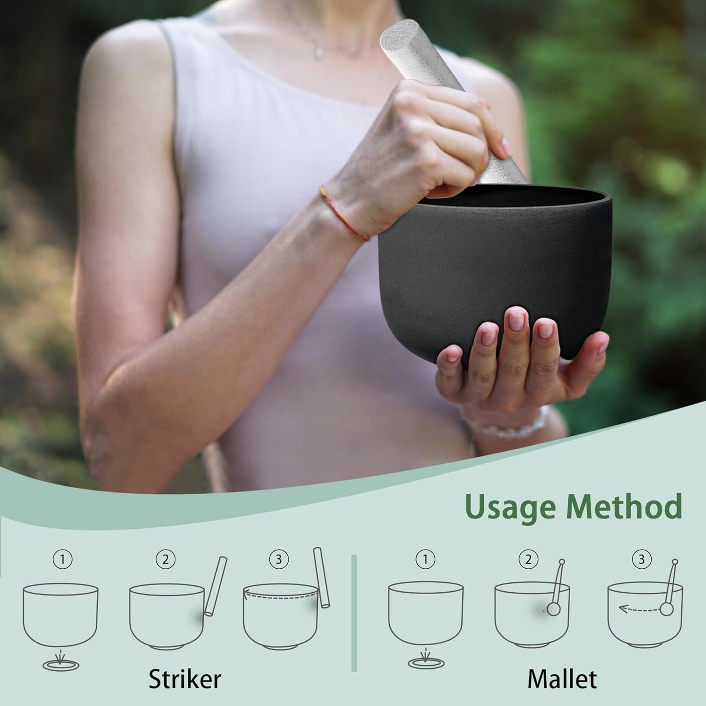7-12 Inch Black 7 Crystal Singing Bowl Set Frosted Quartz Crystal Sound Therapy Kit with Mallets 2 Cases O-Ring for Yoga Meditation Energy Balancing Reiki Healing