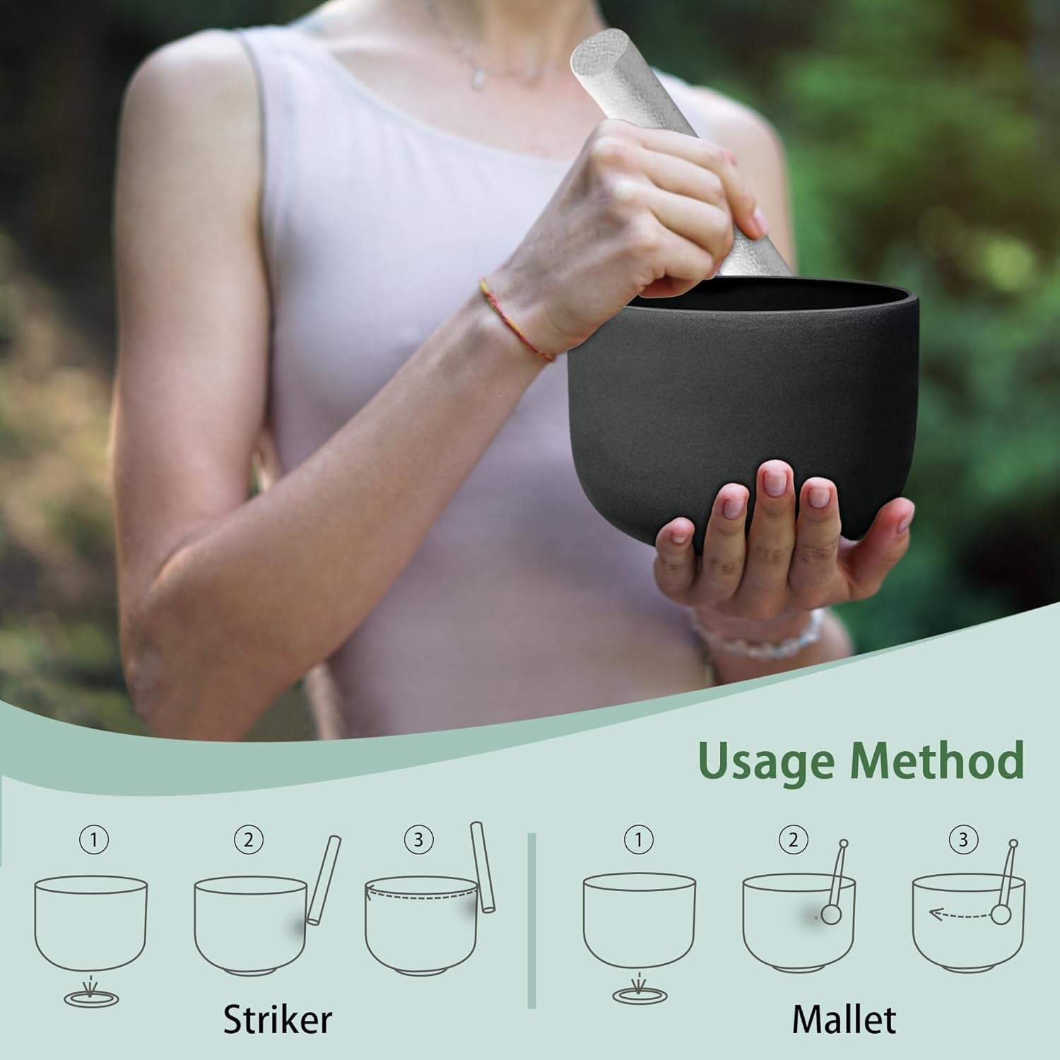 7-12 Inch Black 7 Crystal Singing Bowl Set Frosted Quartz Crystal Sound Therapy Kit with Mallets 2 Cases O-Ring for Yoga Meditation Energy Balancing Reiki Healing