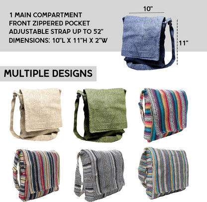 Crossbody Messenger Bag - Handmade in Nepal - Over-The-Shoulder Sling Bag - Unisex