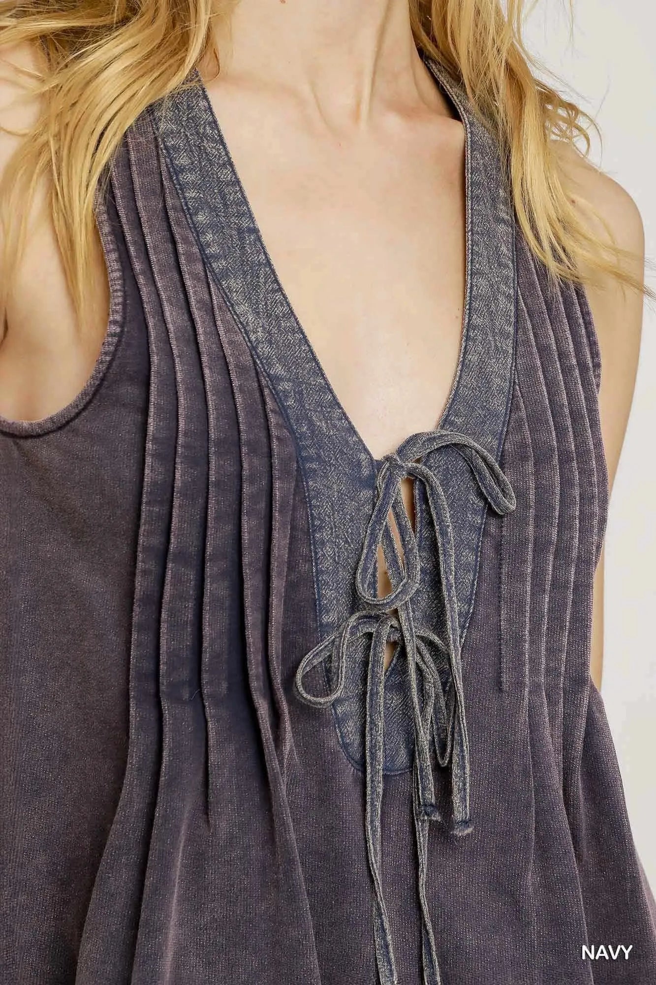Tie Front Sleeveless Romper