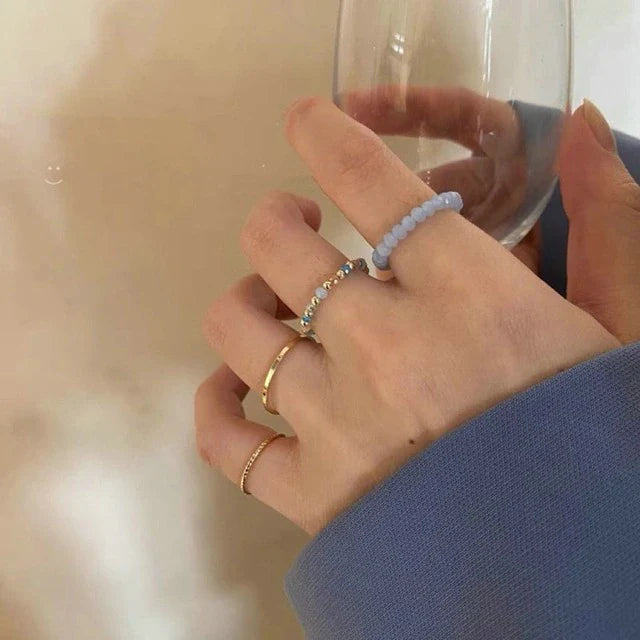 Korean Style Minimalism Crystal Ring Set