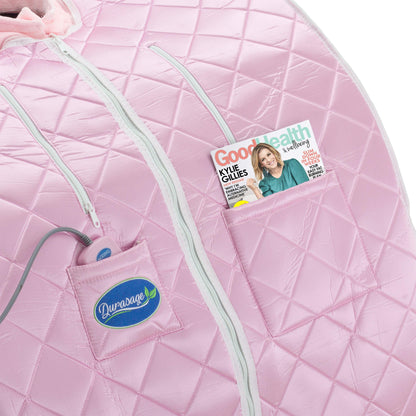 Large Portable Low EMF Negative Ion Indoor Sauna with Chair and Heated Footpad Included - Light Pink
