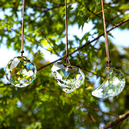 Clear Suncatcher Crystal Prism Ball Heart Moon Window Decor Ornament,Hanging Crystals Prisms for Car Garden,Pack of 3