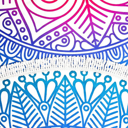 Large & Thick Microfiber Mandala round Beach Towel Throw Blanket with Fringed 62"X 62" Soft Absorbent Quick Dry Multi-Purpose Picnic Yoga Meditation Mat Roundie for Women Men Boy Girl Kids