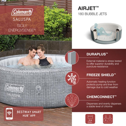 Sicily Airjet 5 to 7 Person Inflatable Hot Tub round Portable Outdoor