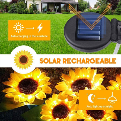 2/4/6 PCS Solar Sunflower Lights LED Waterproof Landscape Outdoor