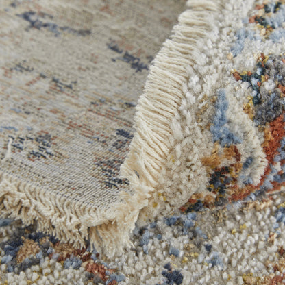12' X 15' Tan Ivory And Orange Floral Power Loom Area Rug With Fringe