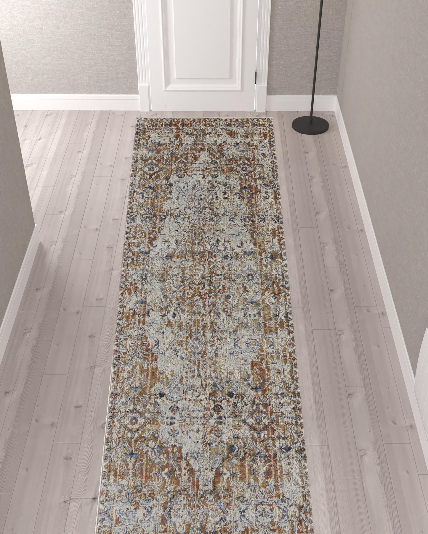 12' X 15' Tan Ivory And Orange Floral Power Loom Area Rug With Fringe