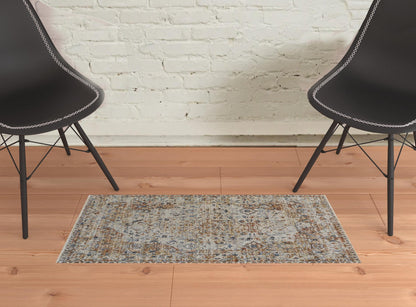 12' X 15' Tan Ivory And Orange Floral Power Loom Area Rug With Fringe
