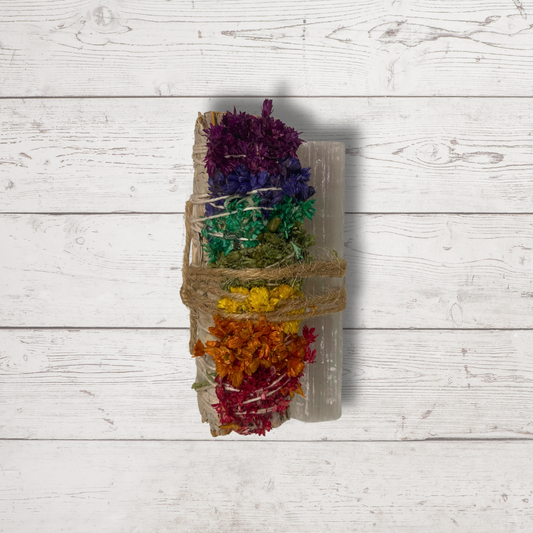 4" Ethically Sourced Chakra Flower & Sage Cleansing Bundle