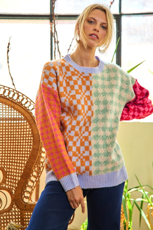 Jade By Jane | Patchwork Oversized Sweater Top PLUS