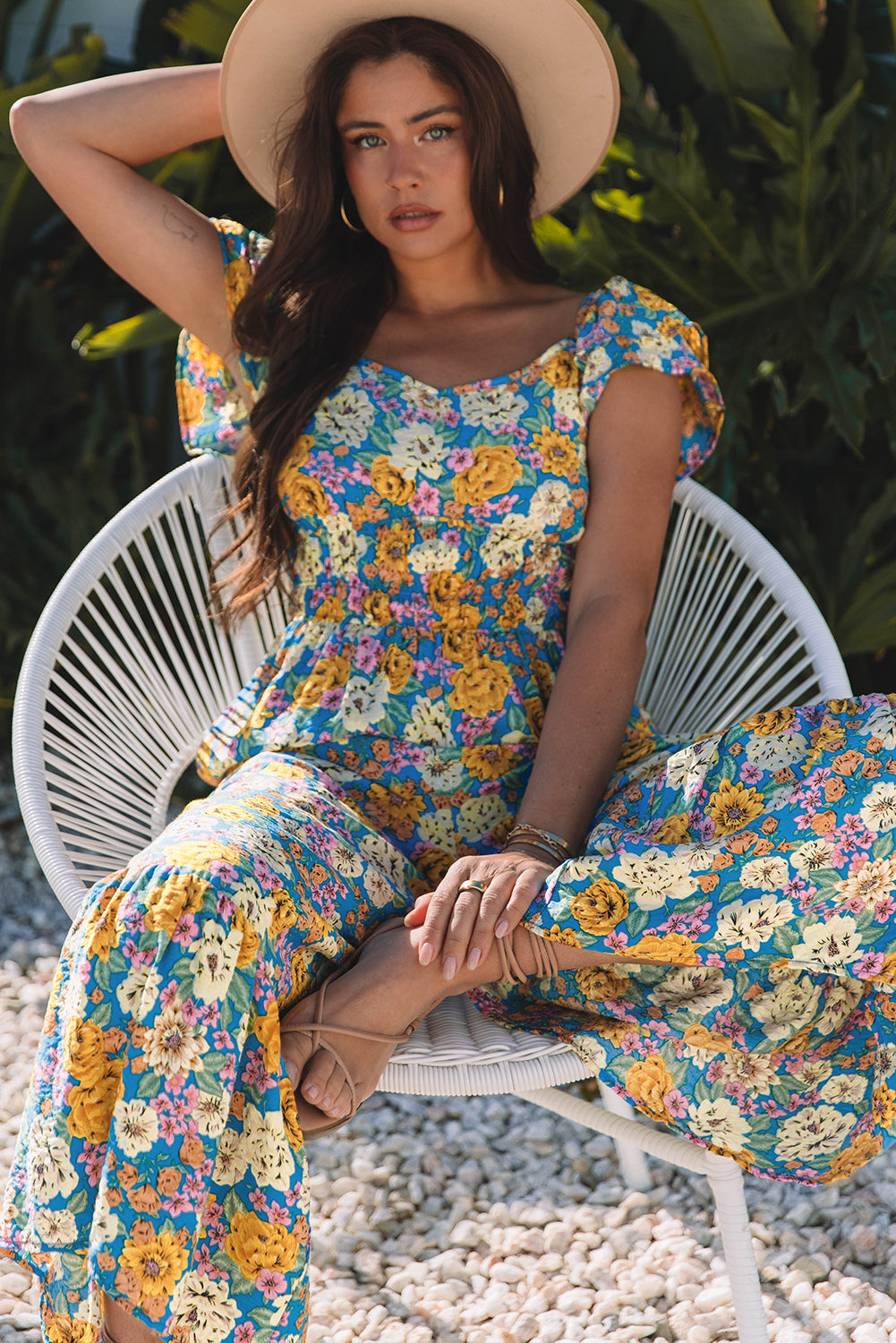 Amayah Allover Shirred Cut Out High Waist Jumpsuit