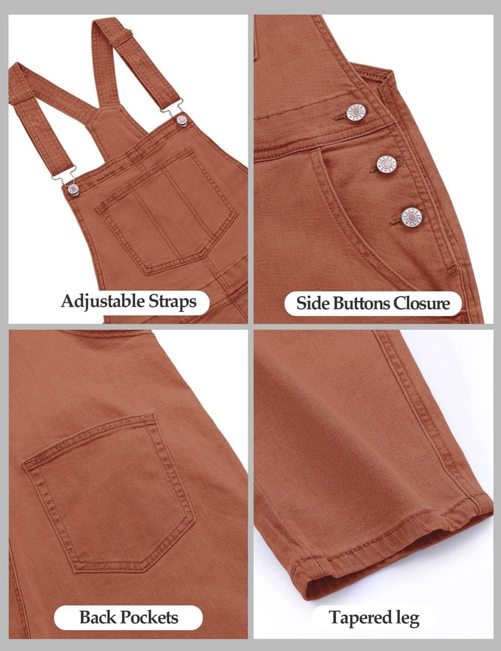 Womens Classic Adjustable Straps Pockets Denim Bib Overalls Jeans Pants