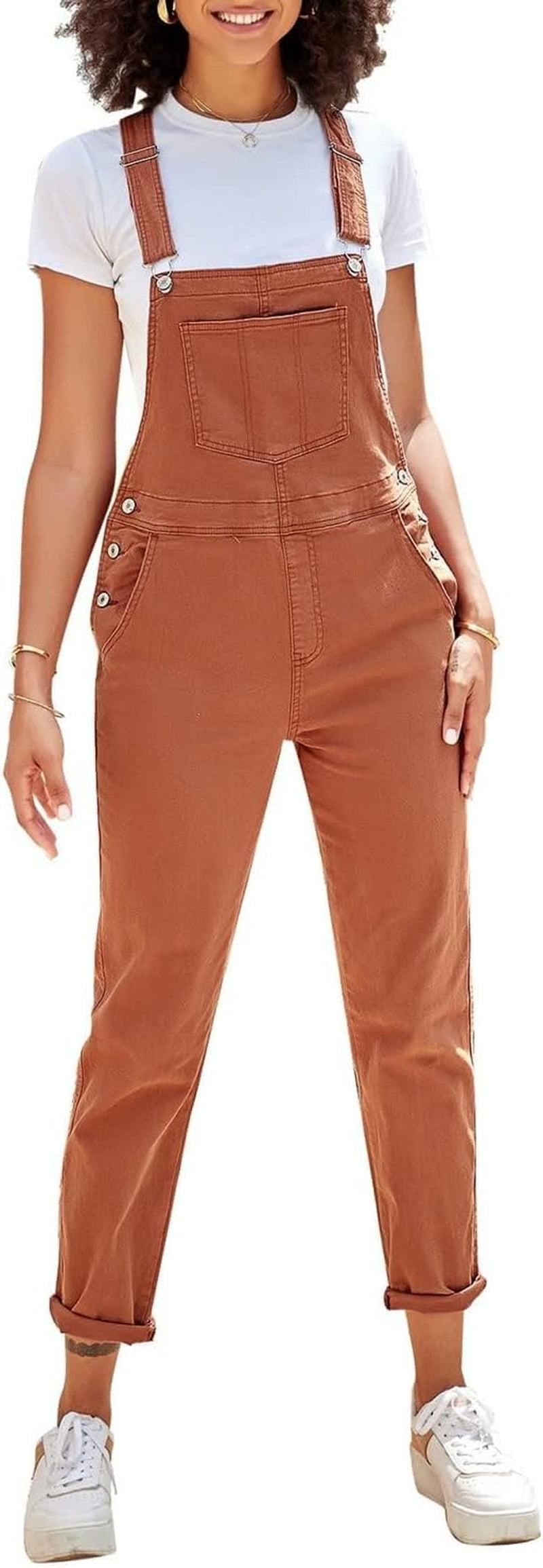 Womens Classic Adjustable Straps Pockets Denim Bib Overalls Jeans Pants