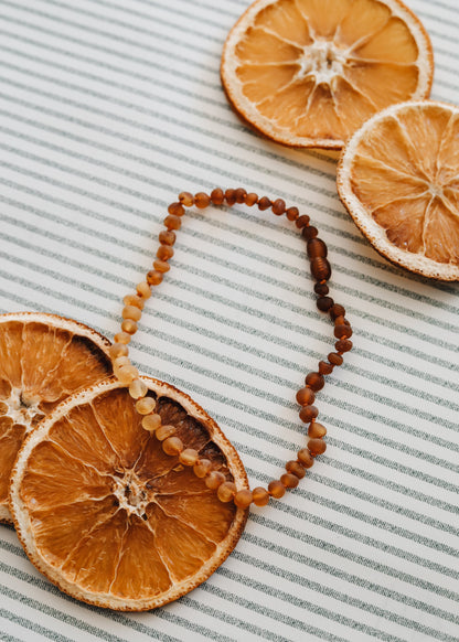 Raw Baltic Amber + Sunflower || Necklace ||