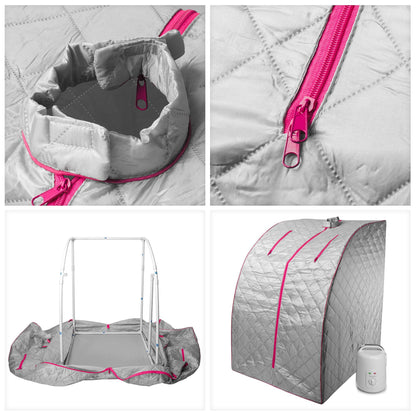Lightweight Personal Steam Sauna for Weight Loss, Detox & Relaxation, 60 Minute Timer - Pink