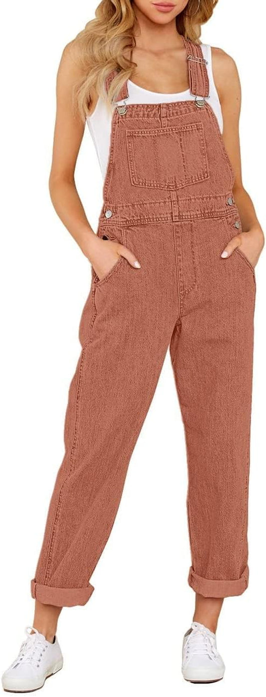 Womens Classic Adjustable Straps Pockets Denim Bib Overalls Jeans Pants
